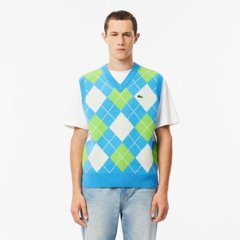 Wool 菱格针织背心
