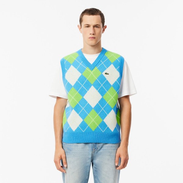 Wool 菱格针织背心
