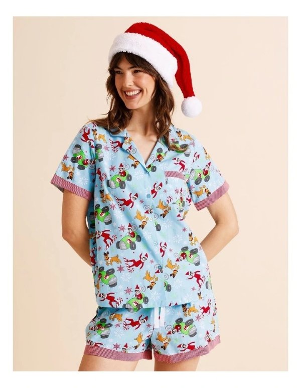 蓝色短袖睡衣套装