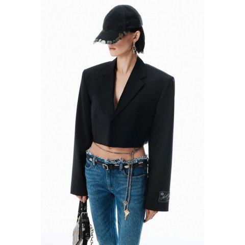 Black 羊毛混纺西装外套