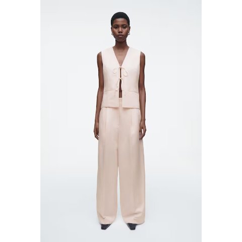 RELAXED 亚麻混纺阔腿裤