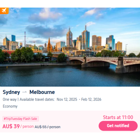 悉尼-墨尔本特价机票