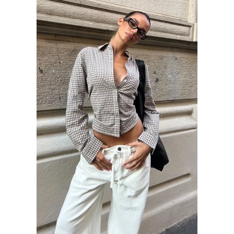 NIRVANA格子衬衫米色