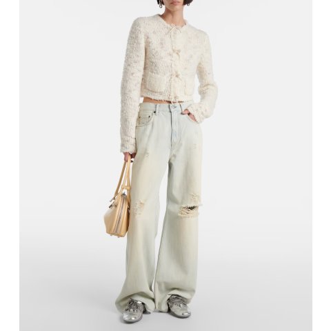 Bow 羊毛混纺短款针织衫