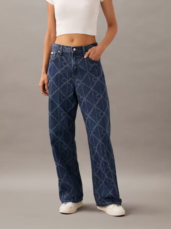 Allover Monogram 宽松低腰牛仔裤
