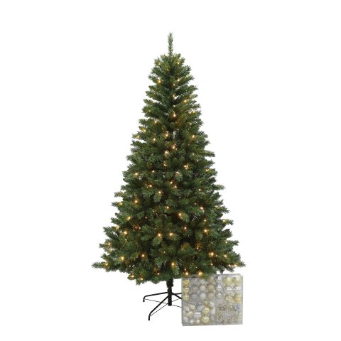  225cm圣诞树好价！含LED灯+装饰球