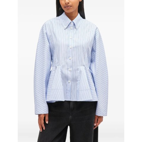 Peplum 条纹棉衬衫