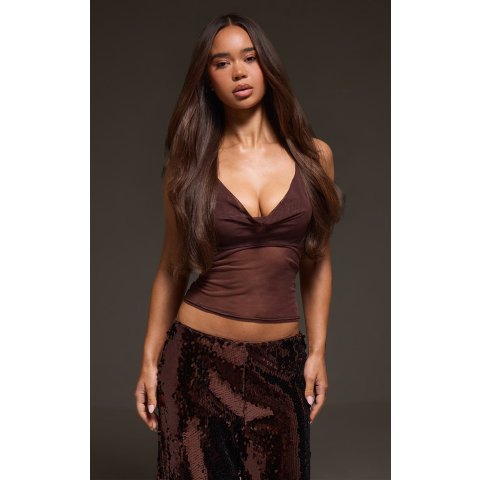 PrettyLittleThing网纱垂褶上衣