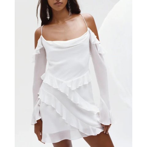 Lira 荷叶边长袖迷你连衣裙