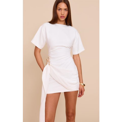 PrettyLittleThingCream 编织迷你连衣裙