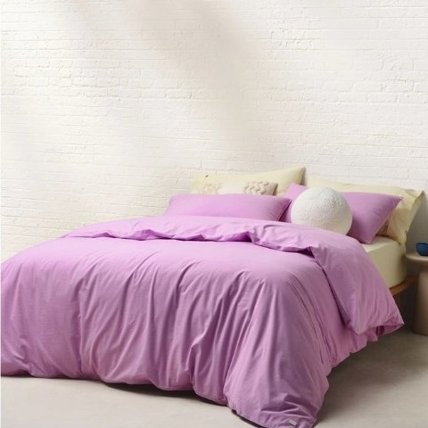 石洗棉被套套装 紫红色