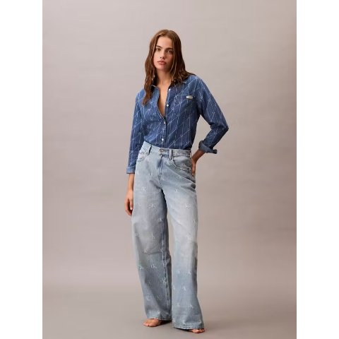 Logo 宽腿牛仔裤