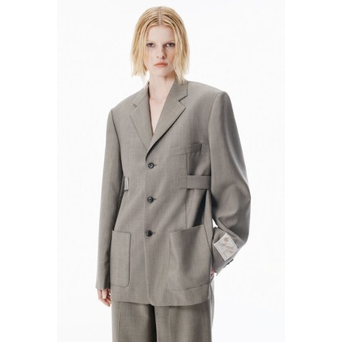 Grey 羊毛马海毛西装外套