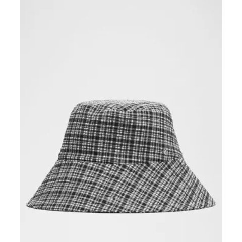 Seersucker 格纹宽檐女帽