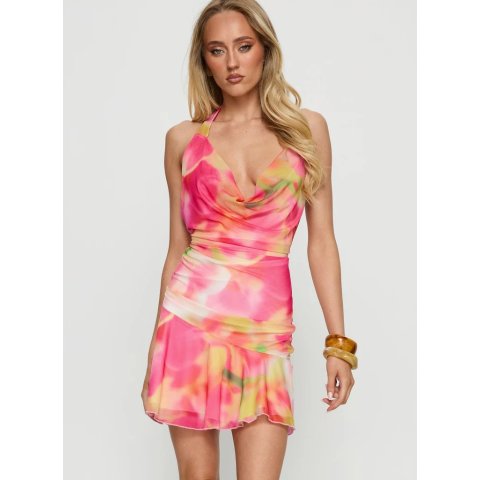 Melonie 吊带迷你连衣裙 粉色花卉