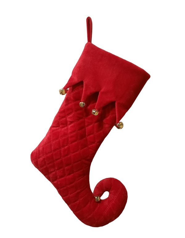 Quilted 小丑红圣诞袜
