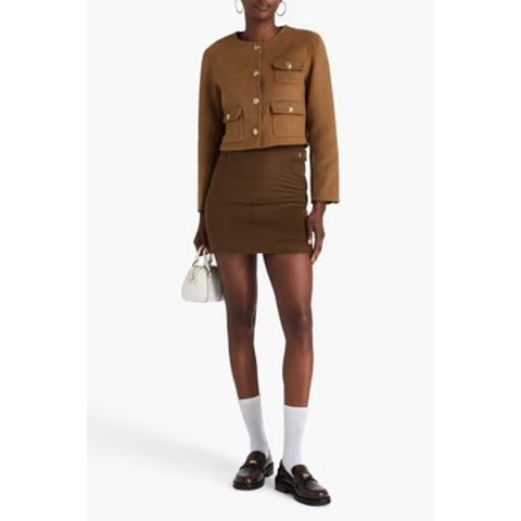 条纹羊毛混纺短夹克