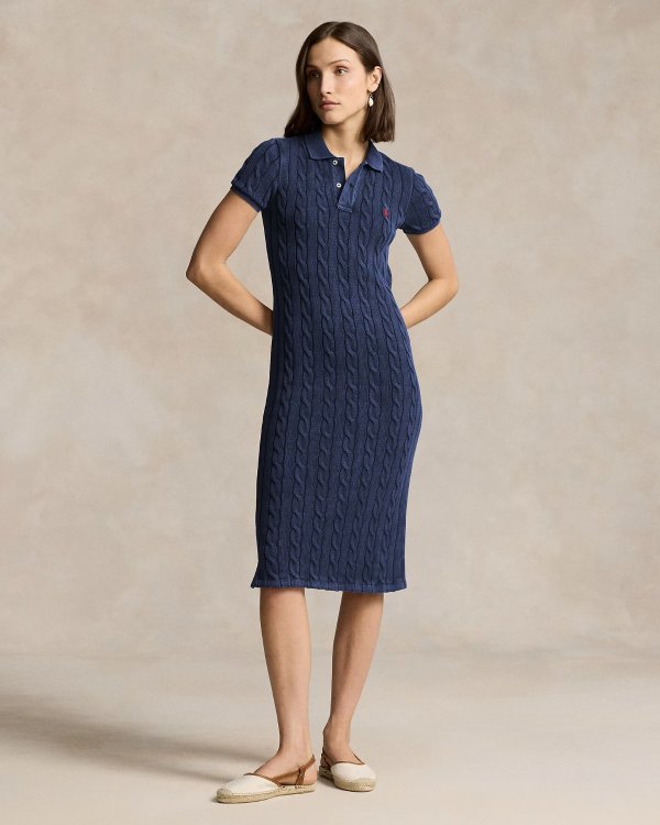 Cable-Knit 棉质Polo连衣裙
