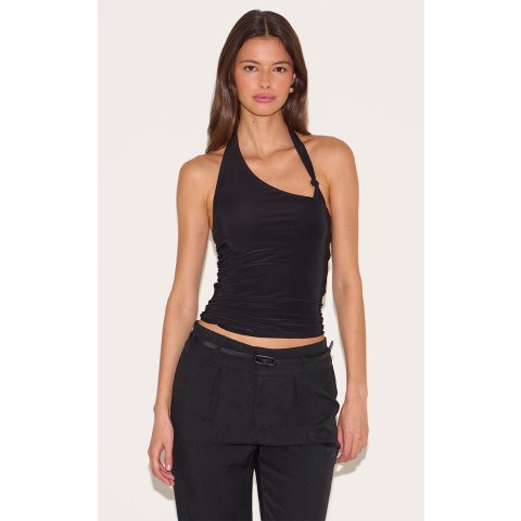 PrettyLittleThingBlack Slinky 系带吊带上衣