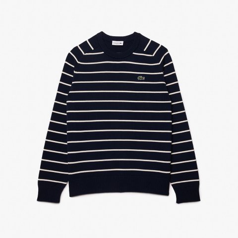 Cotton 条纹圆领毛衣