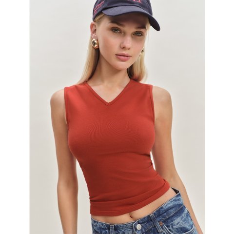 WREN V领无袖上衣