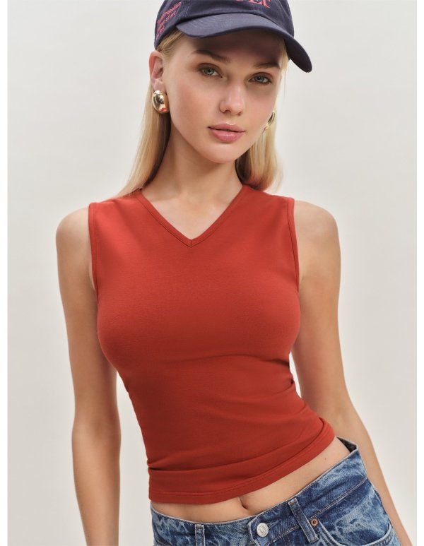 WREN V领无袖上衣