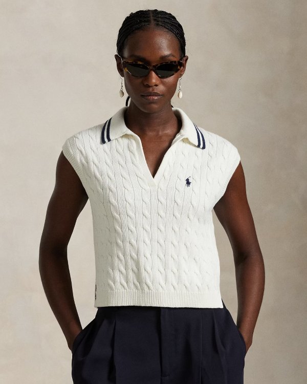 针织无袖POLO衫