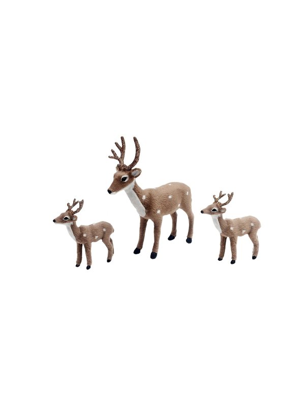 Vintage 仿皮草驯鹿装饰 3件套