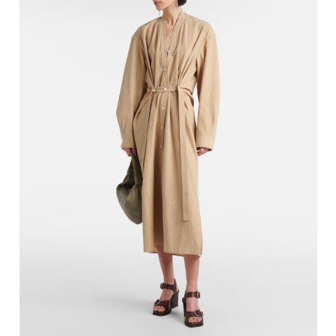 棉质束腰衬衫裙