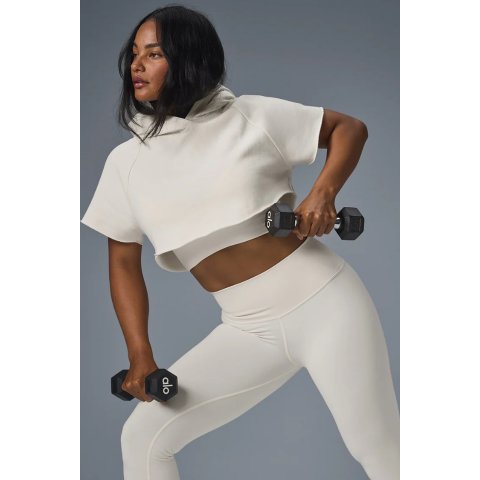 alo yogaCropped 短袖连帽上衣