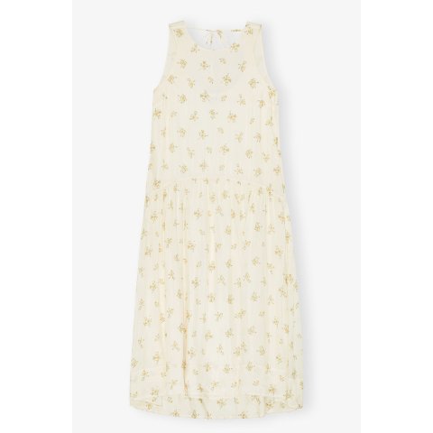 Ganni花卉连衣裙 象牙色