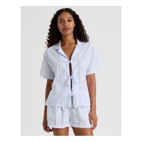 条纹短袖睡衣套装