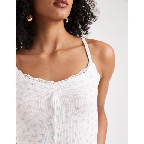  Y2K花边背心 白色花卉