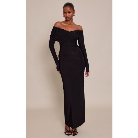 PrettyLittleThing露肩裹身长裙