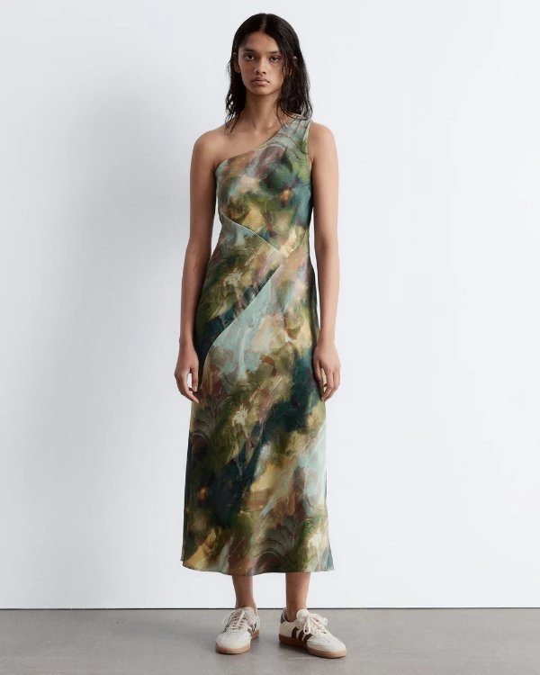 Satin 印花连衣裙