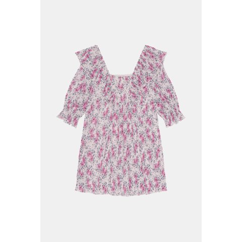 Ganni荷叶边碎花连衣裙