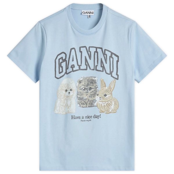 GANNI 动物印花T恤 蓝色