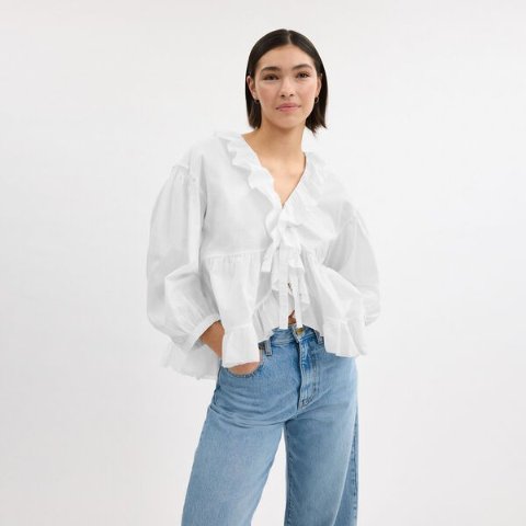 Ruffle 蕾丝衬衫 白色