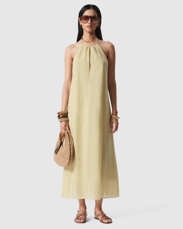 Halterneck 无袖连衣裙 中长款