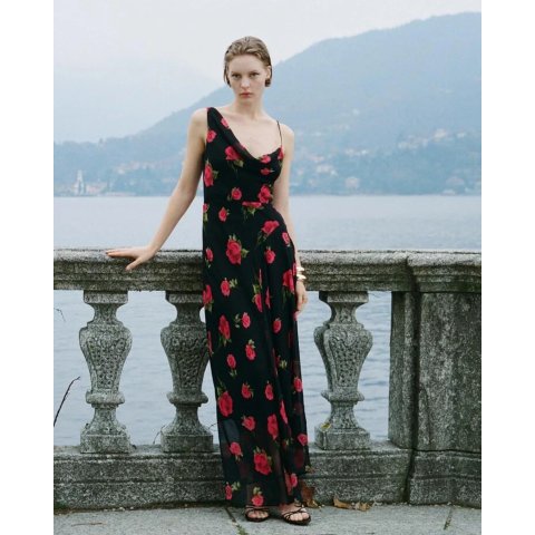 M.N.GRosa 长款花卉连衣裙