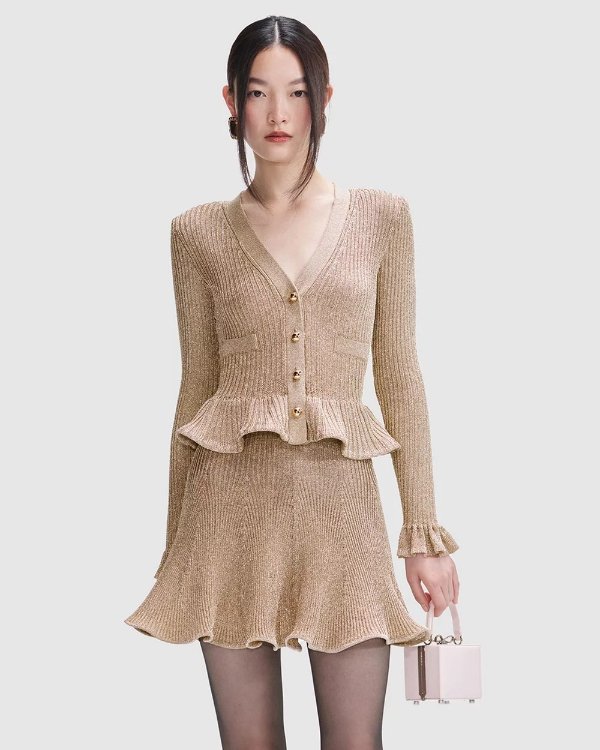 闪片针织连衣裙