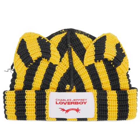 Charles Jeffrey Loverboy 条纹黄色毛线帽