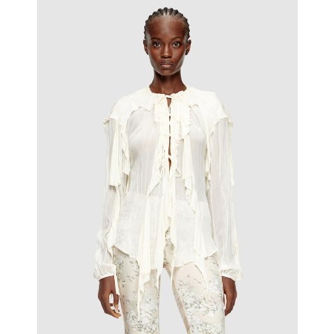 不对称针织荷叶边上衣