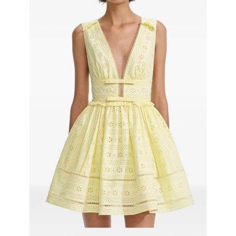 Self-PortraitV领镂空连衣裙