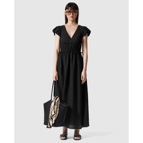 Bubble-Sleeve 中长连衣裙