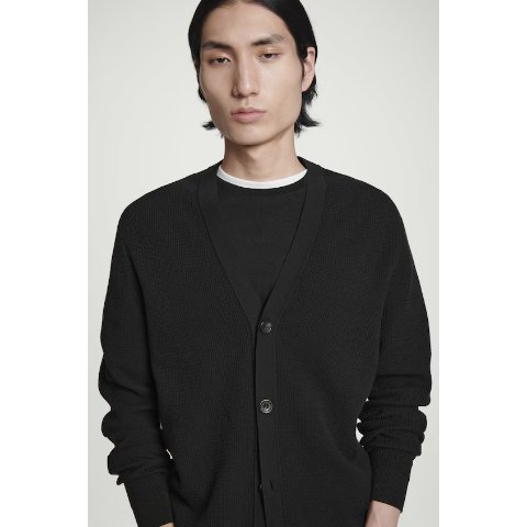 COS针织棉V领开衫