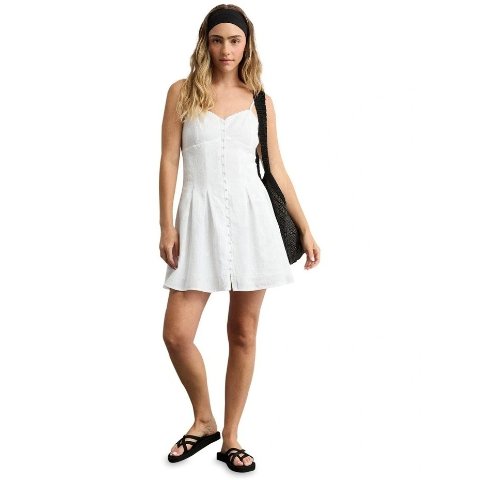 按扣迷你连衣裙 白色