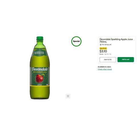 Woolworths 苹果汁汽水好价🍎 750mL仅$3.1