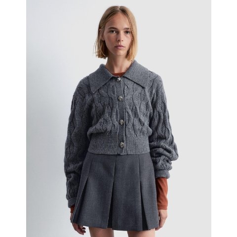 Cable-Knit 羊毛混纺开衫