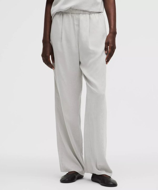 Satin 高腰直筒长裤